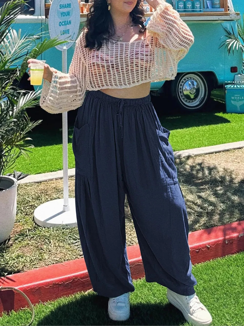 Full Size Drawstring Pants with Pockets Plus Size.