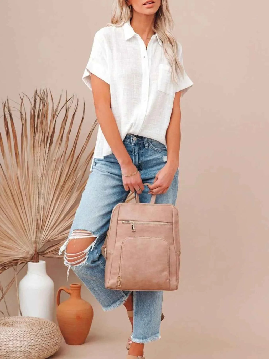 Full Size Button Up Short Sleeve Shirt Plus Size