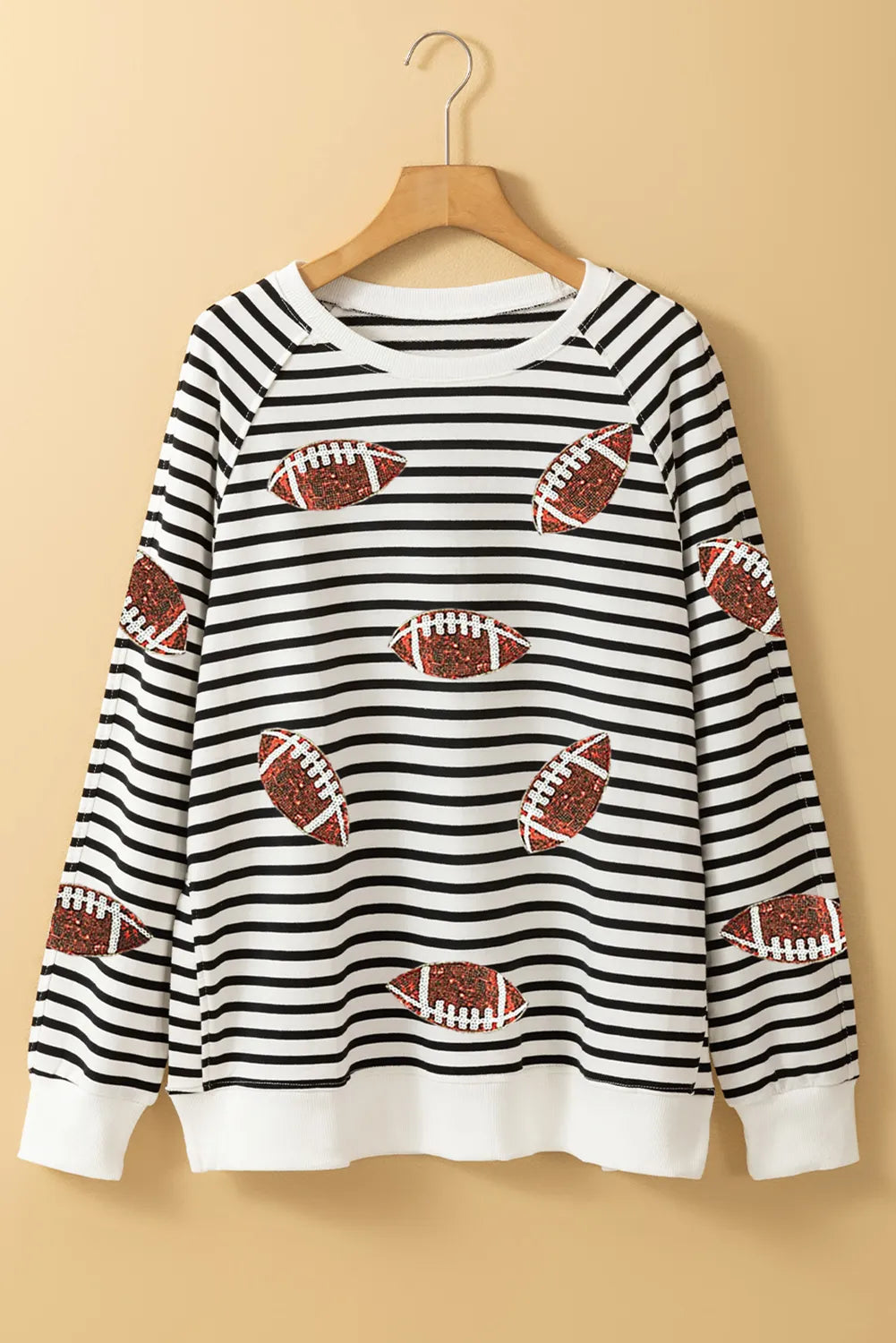 Football Striped Long Sleeve Sweatshirt.