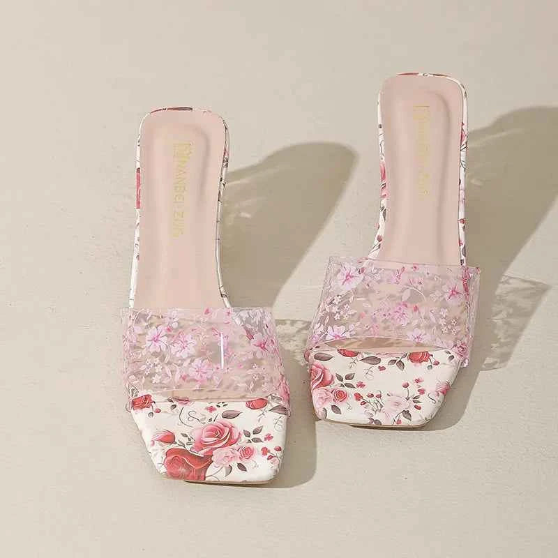 Open Toe Block Heels Sandals.