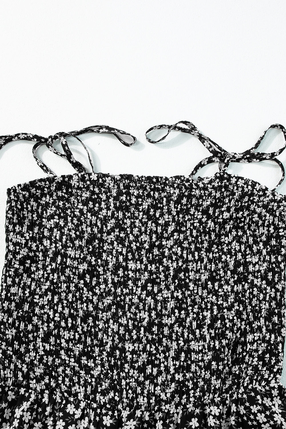 Black Thin Straps Smocked Bodice Wide Leg Floral Jumpsuit Dear-Lover Dropshipping