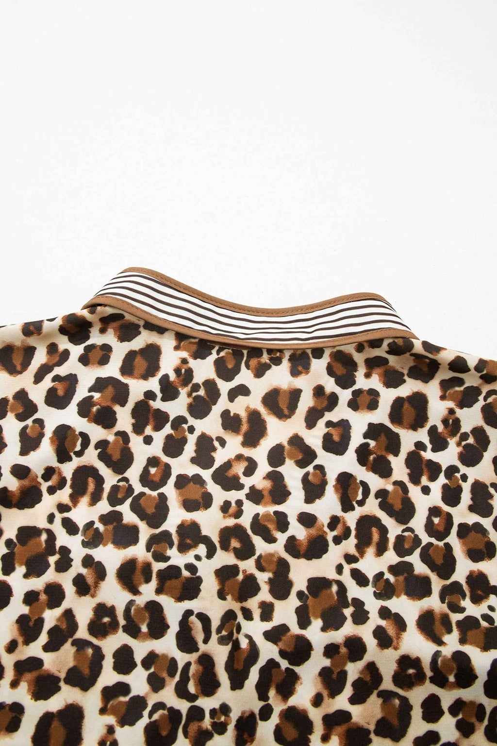 Brown Leopard Print Striped Patchwork 3/4 Sleeve Loose Mini Dress