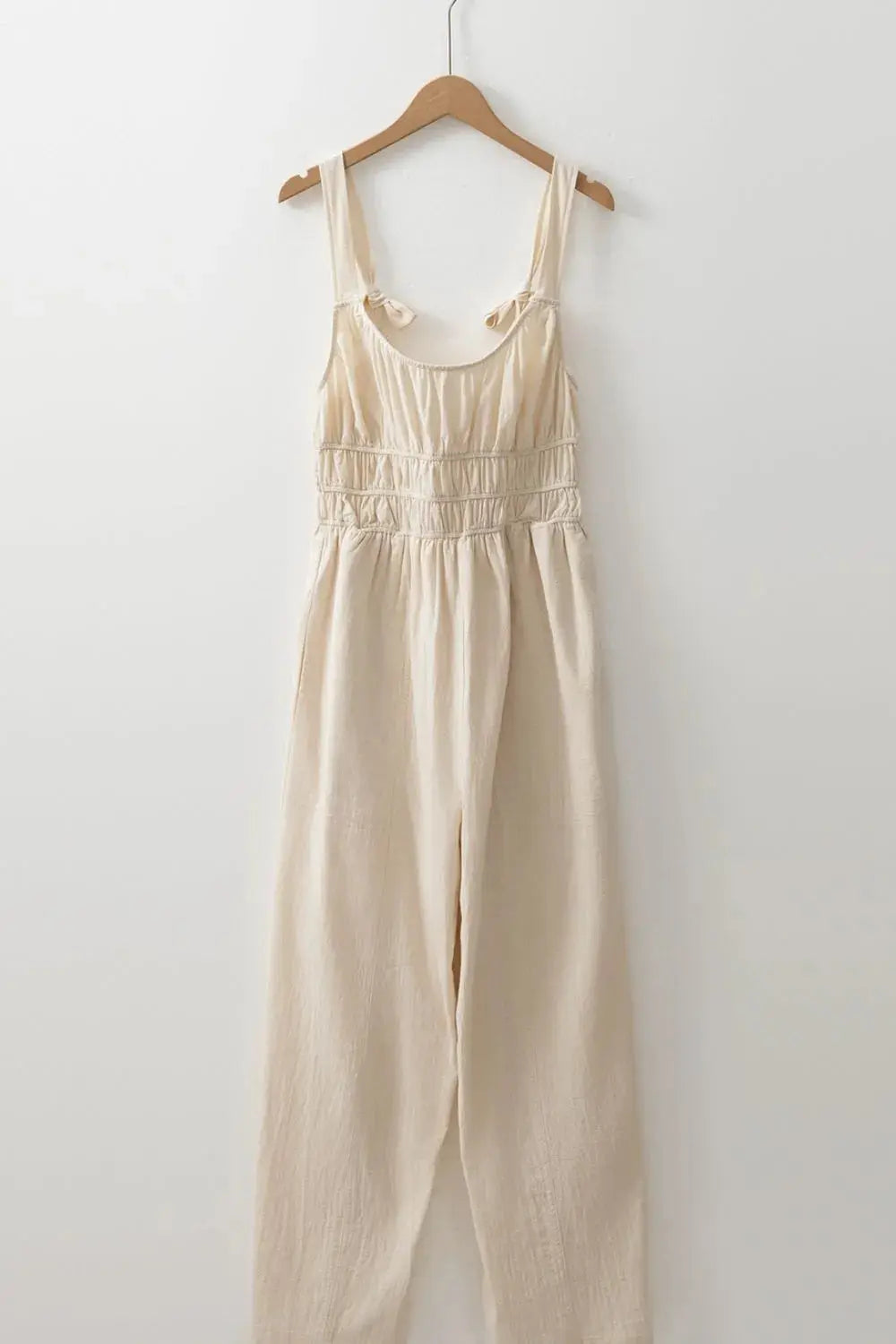Ruched Sleeveless Wide Leg Jumpsuit.