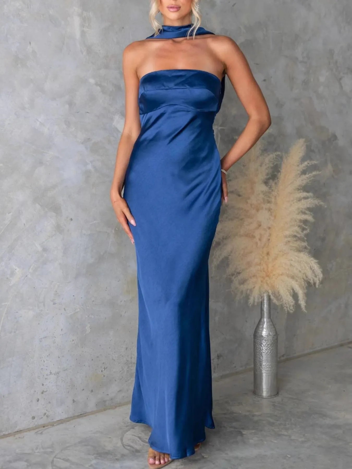 Satin Tube Maxi Dress.