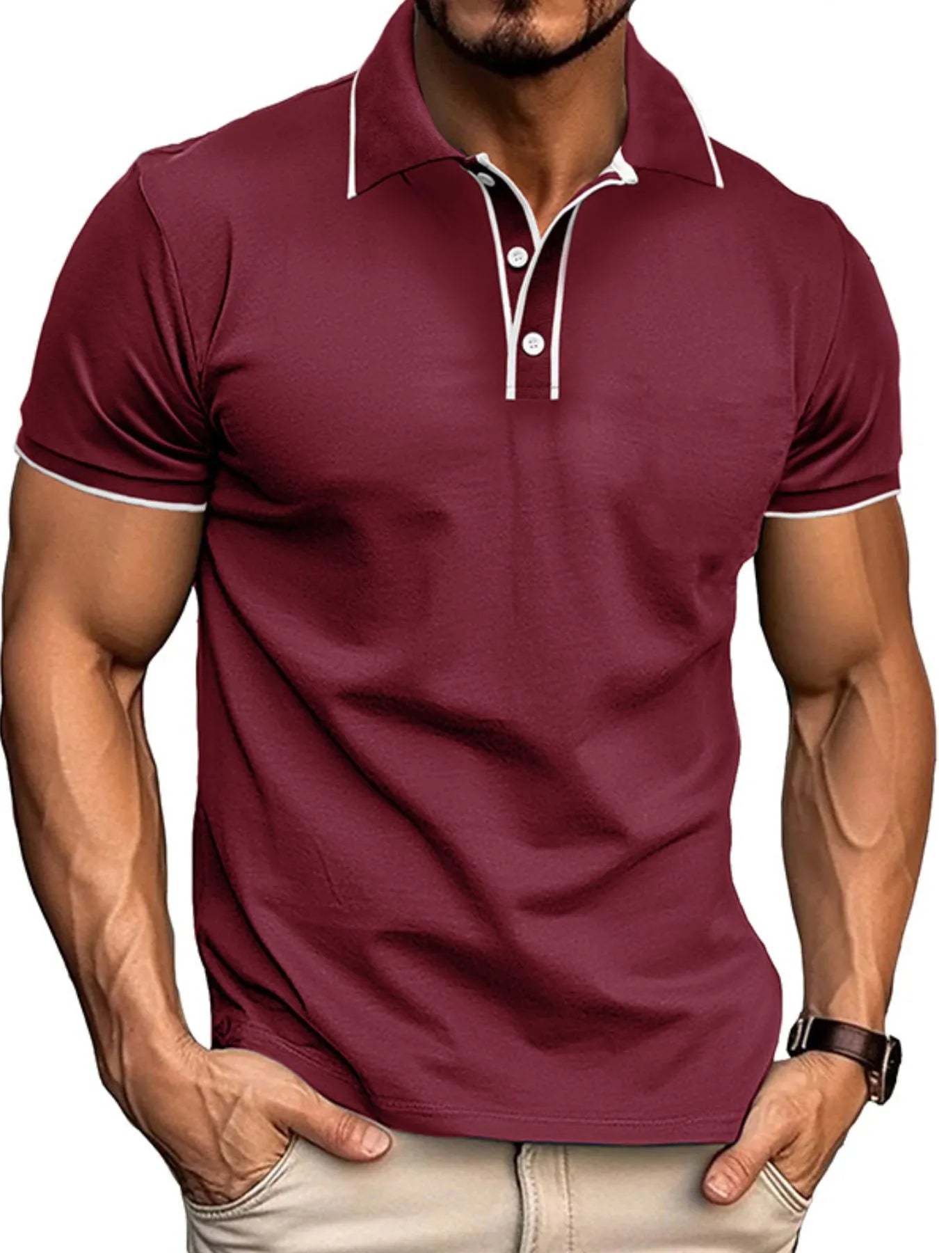 Men's Slim Fit Polo Shirt with Contrast Trim.
