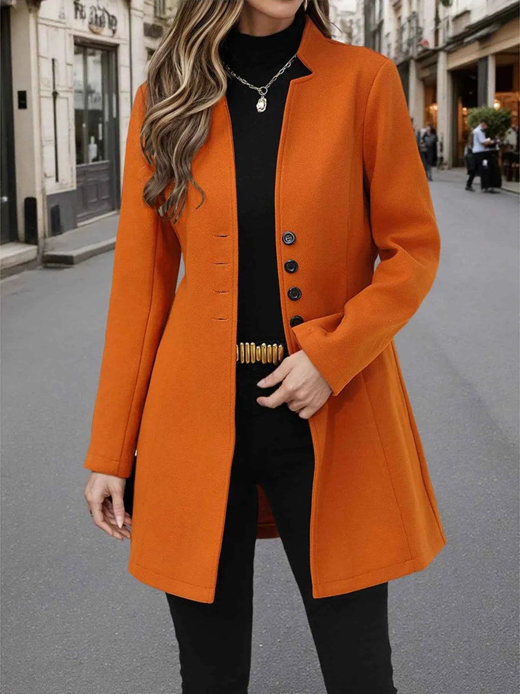 Button Up Long Sleeve Coat.