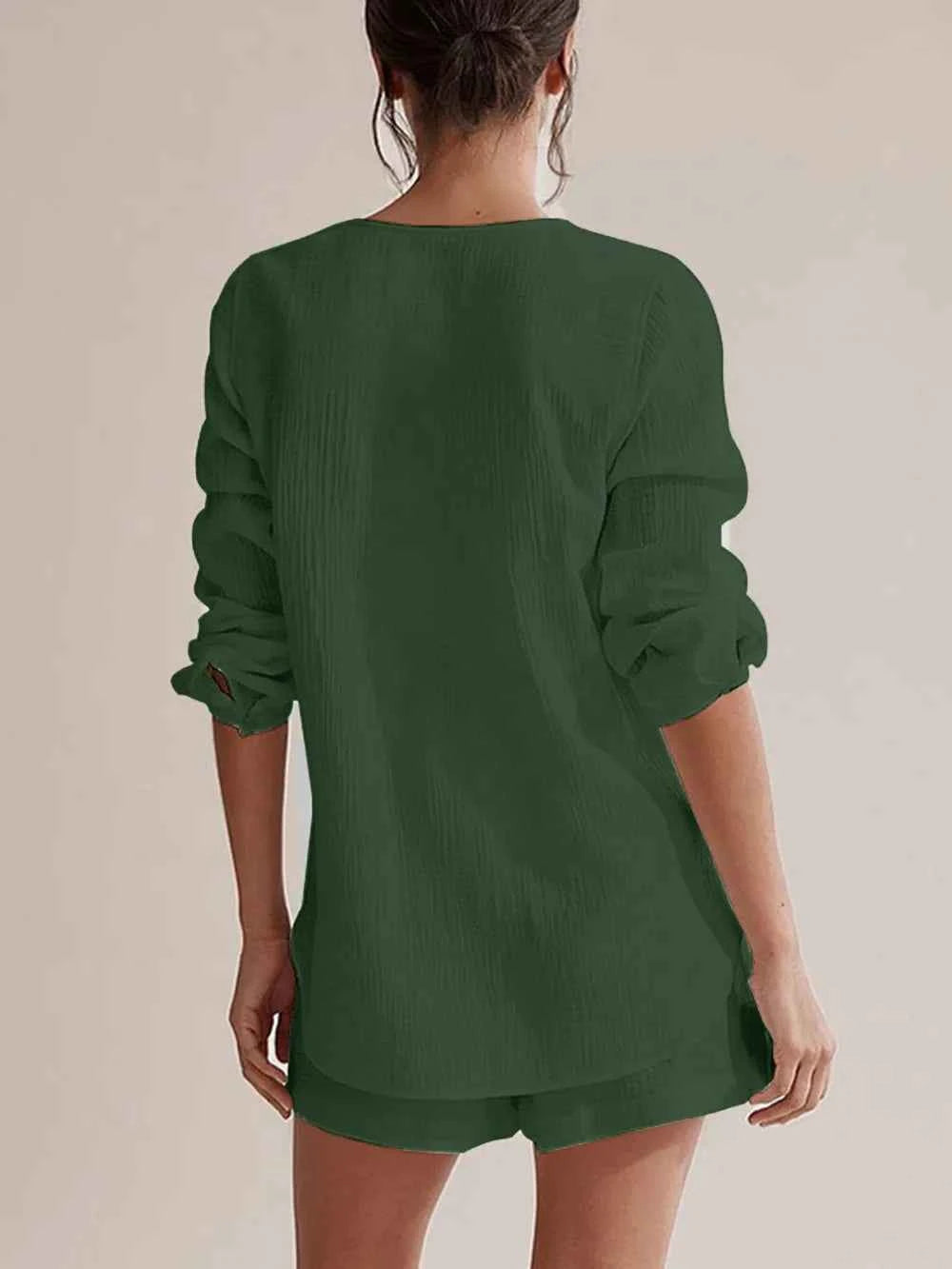 Long Sleeve women Top and Shorts Set
