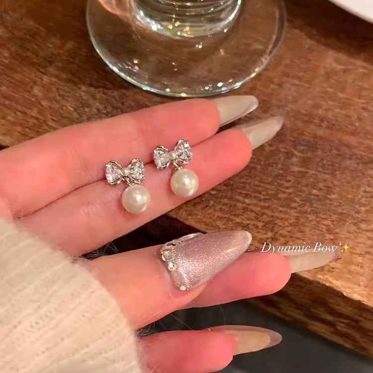 High End S925 Silver Pearl Stud Earrings Female Elegant Temperament Minimalist Fashion Jewelry