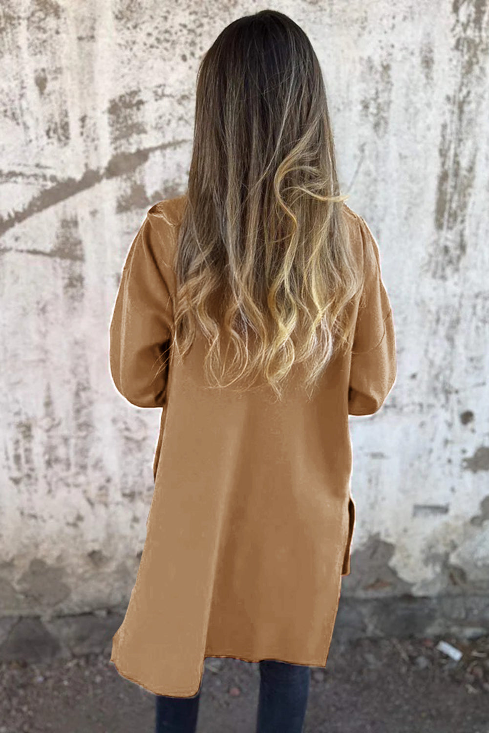 Light French Beige Solid Color Casual Zip up Hooded Coat Dear-Lover Dropshipping