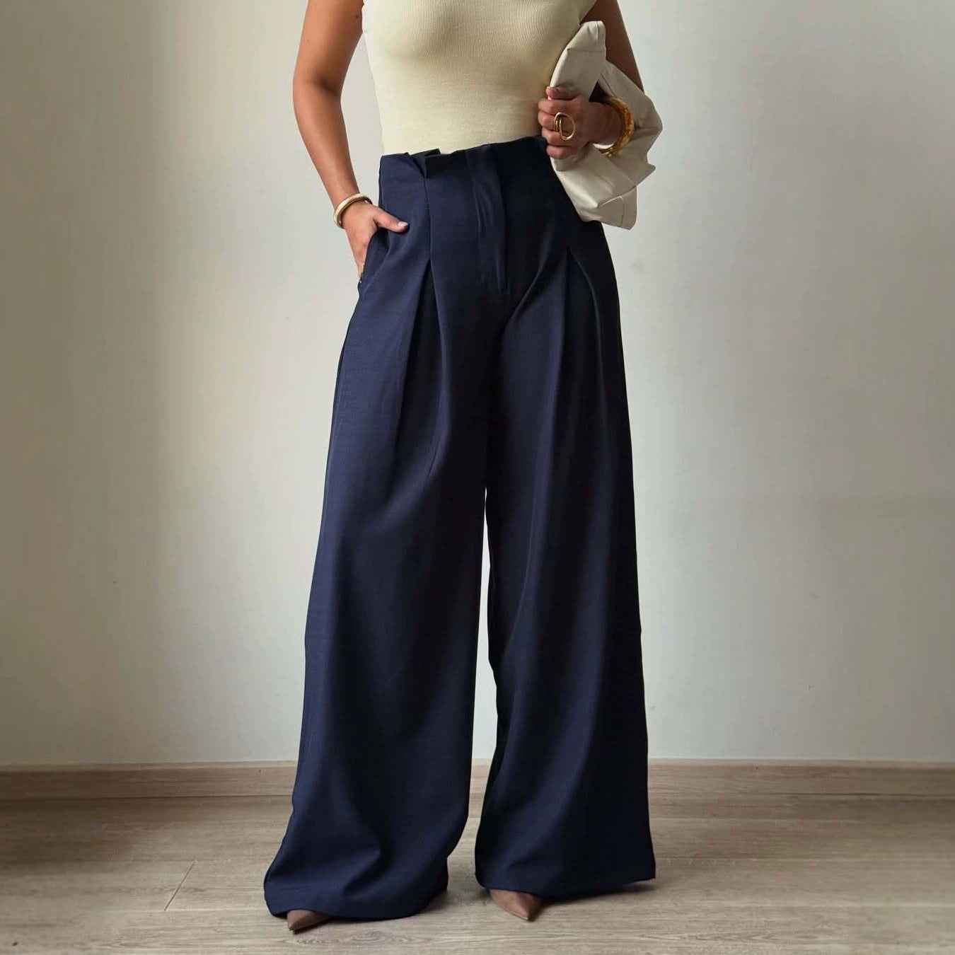 Womens Casual Draping Bottoming Trousers