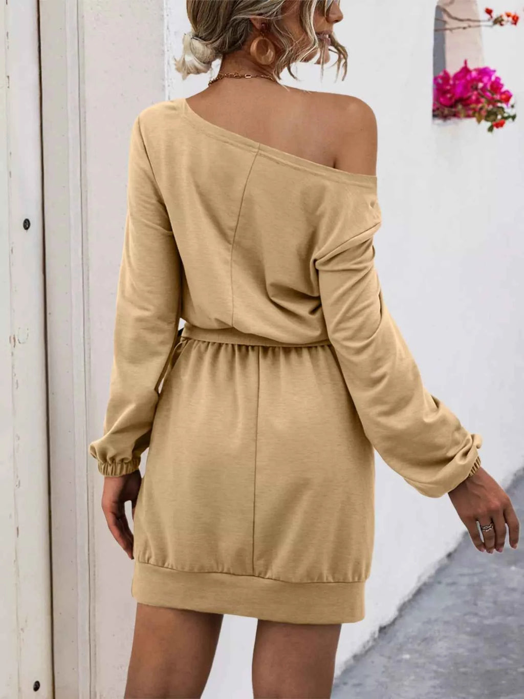 One Shoulder Tie Waist Dress