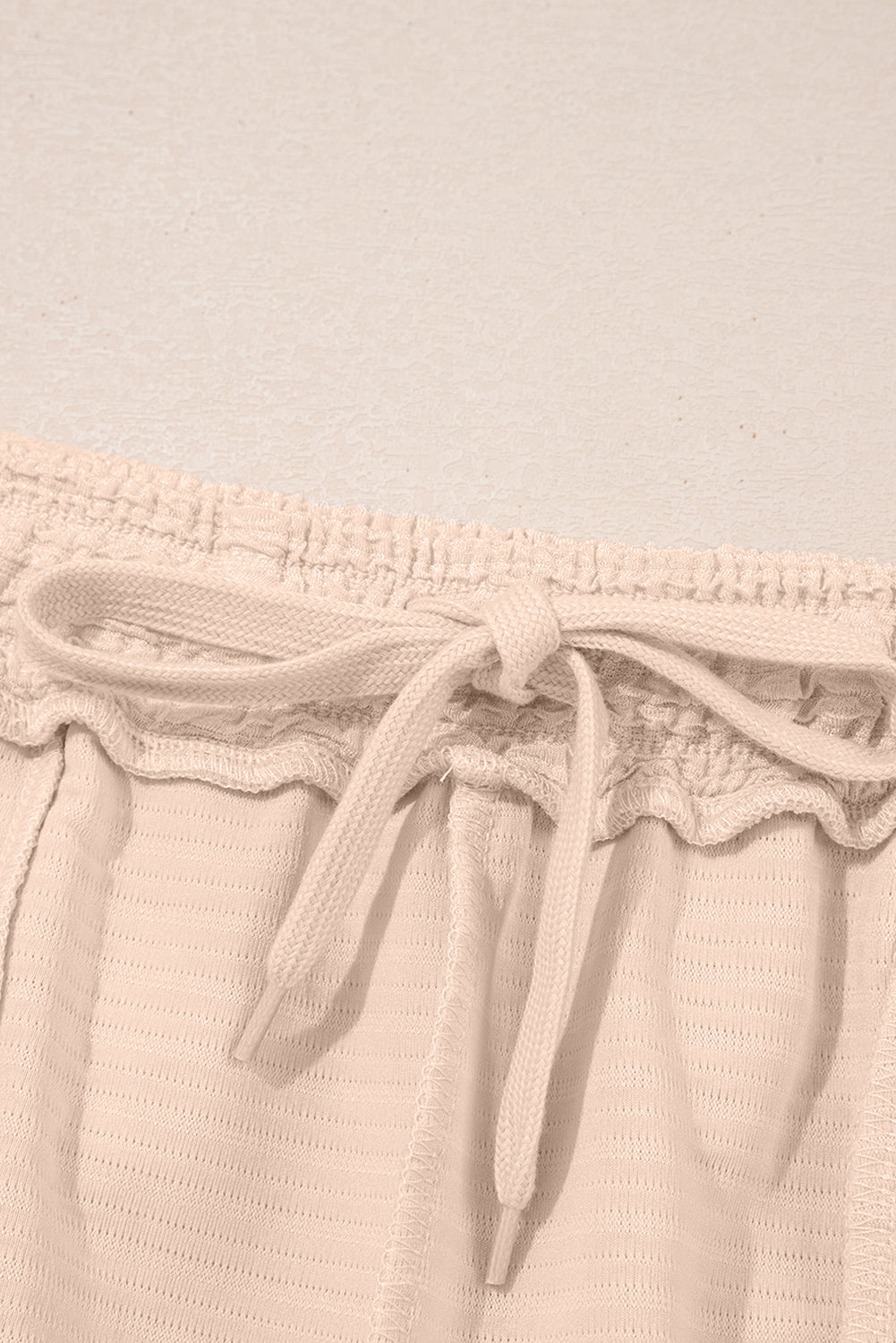 Apricot Textured V Neck T Shirt and Shorts Set Dear-Lover Dropshipping