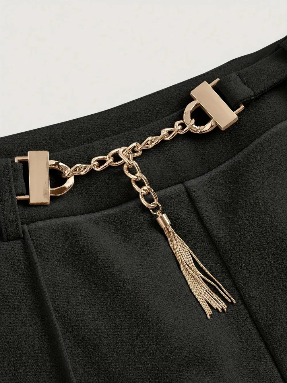 Chain Detail High Waist Pants.