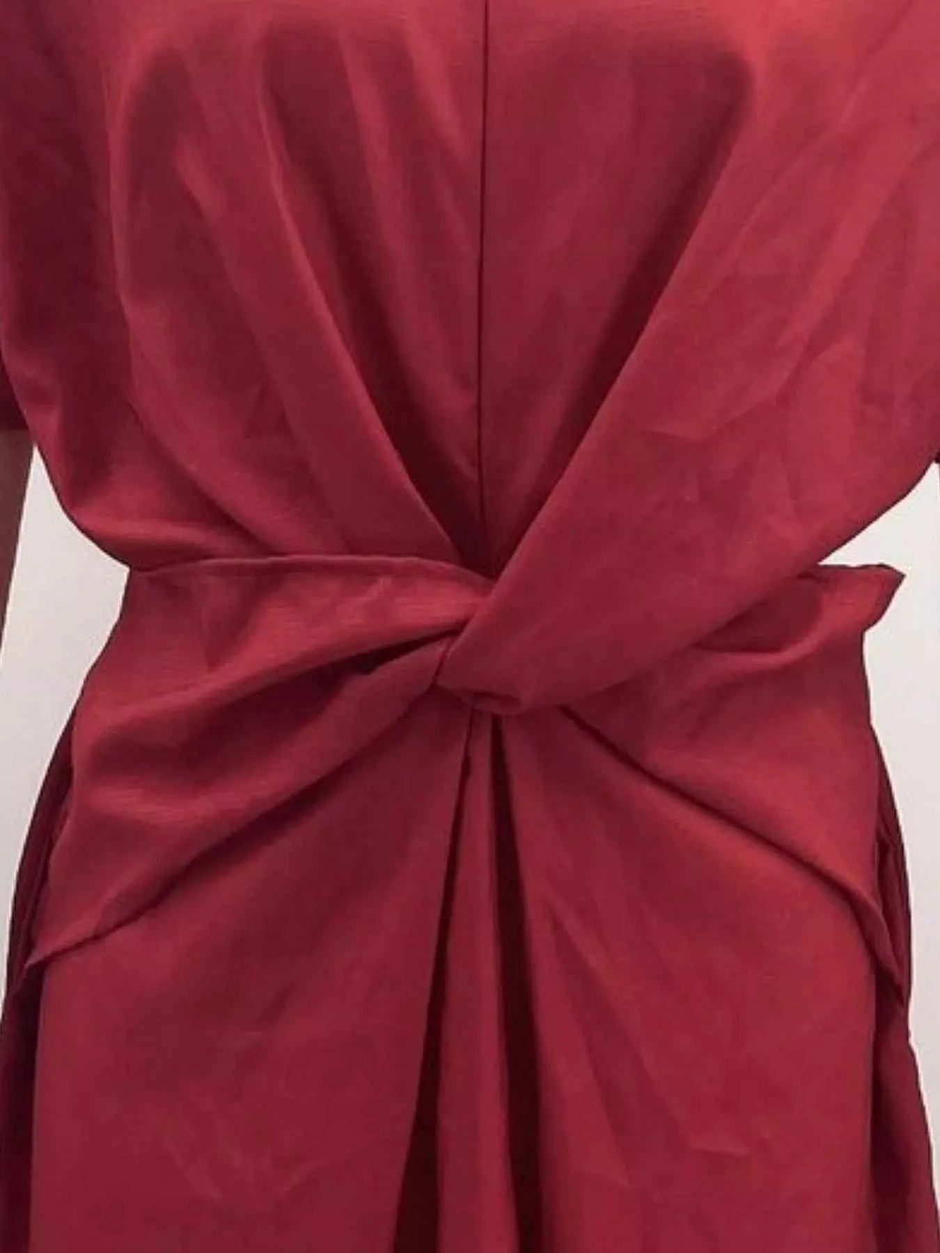 Twist Front V-Neck Half Sleeve Dress.