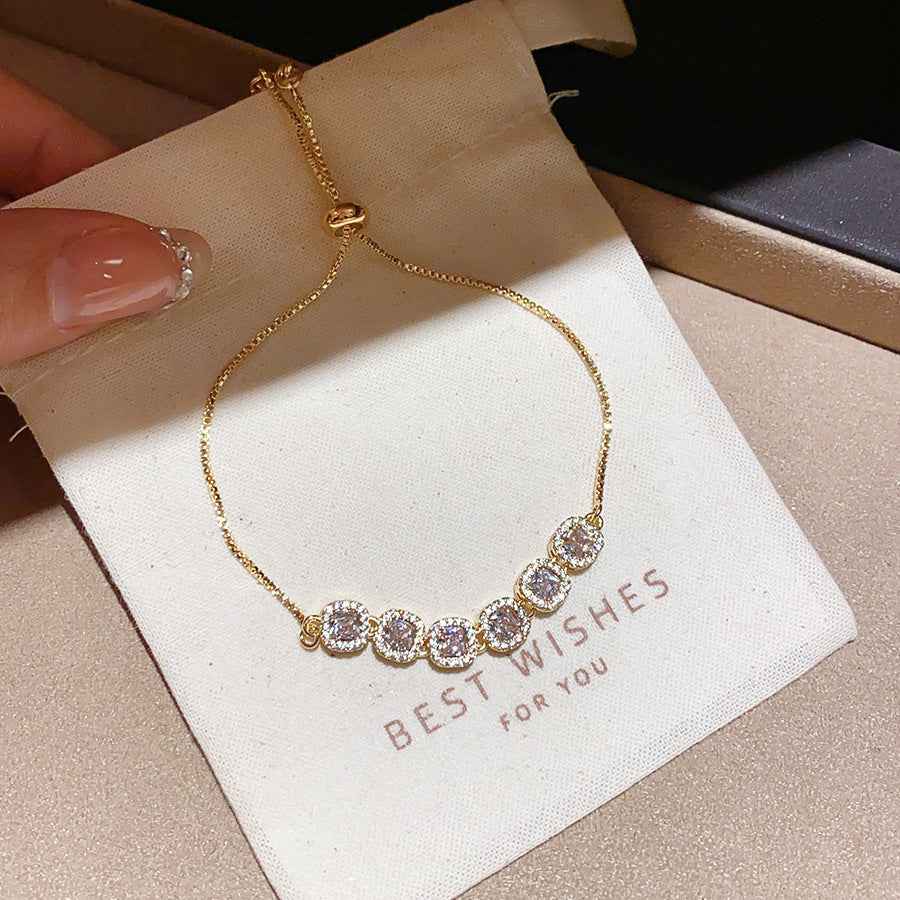 Glacier Blue Zirconia Bracelet Ins Style Korean  Dainty Bangle Luxury Premium Wrist Jewelry