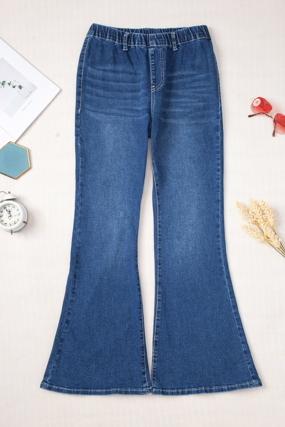 Blue Elastic High Waist Flare Jeans Dear-Lover Dropshipping