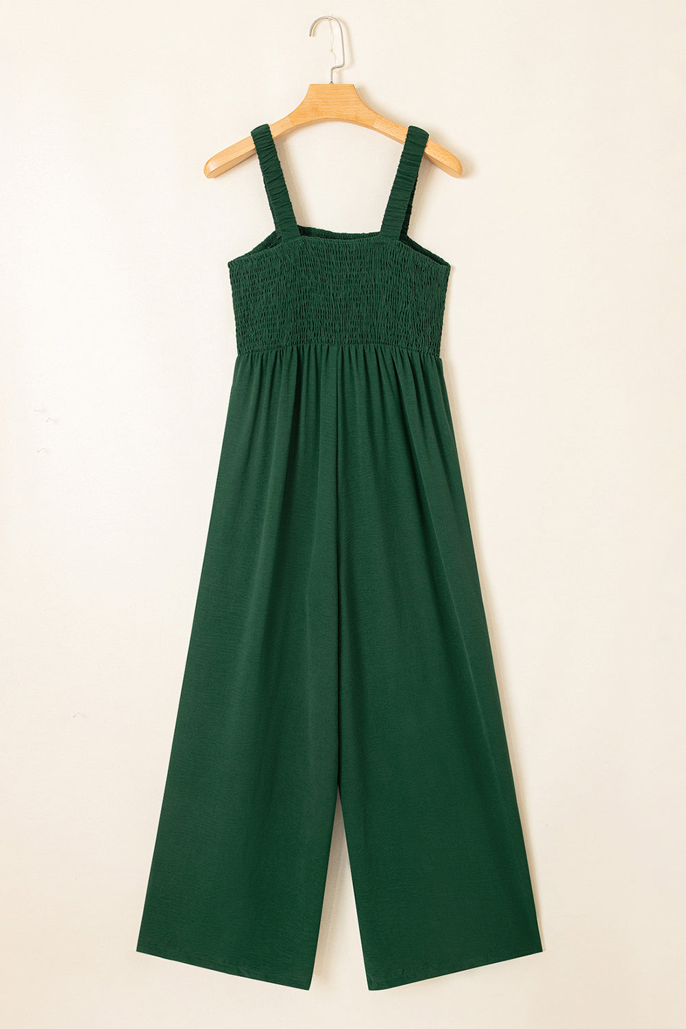 Green Smocked Sleeveless Wide Leg Jumpsuit with Pockets Dear-Lover Dropshipping