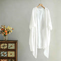 Womens Solid-color Loose-fitting Midi Shawl Coat