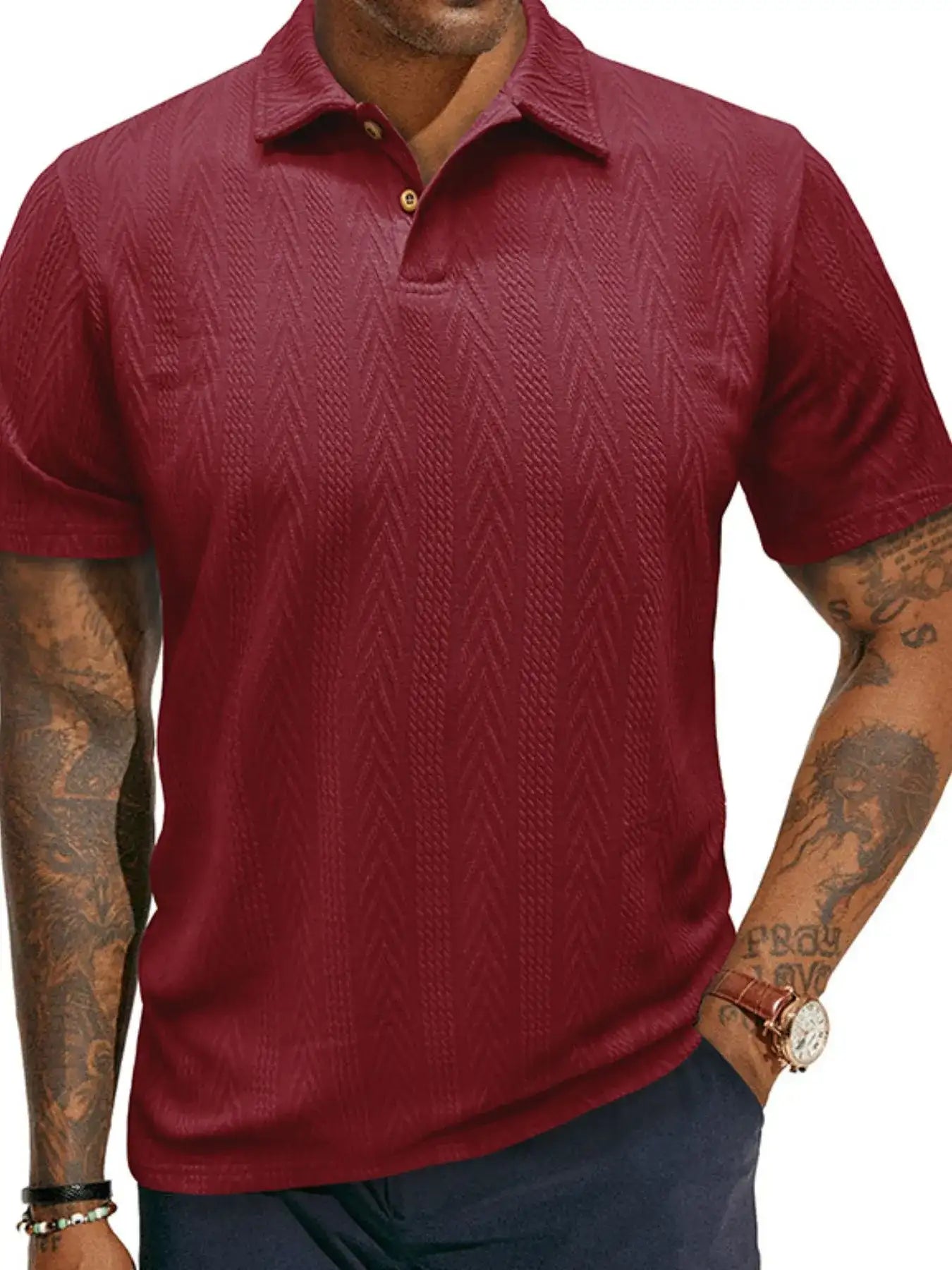 Men's Classic Chevron Textured Polo Shirt.