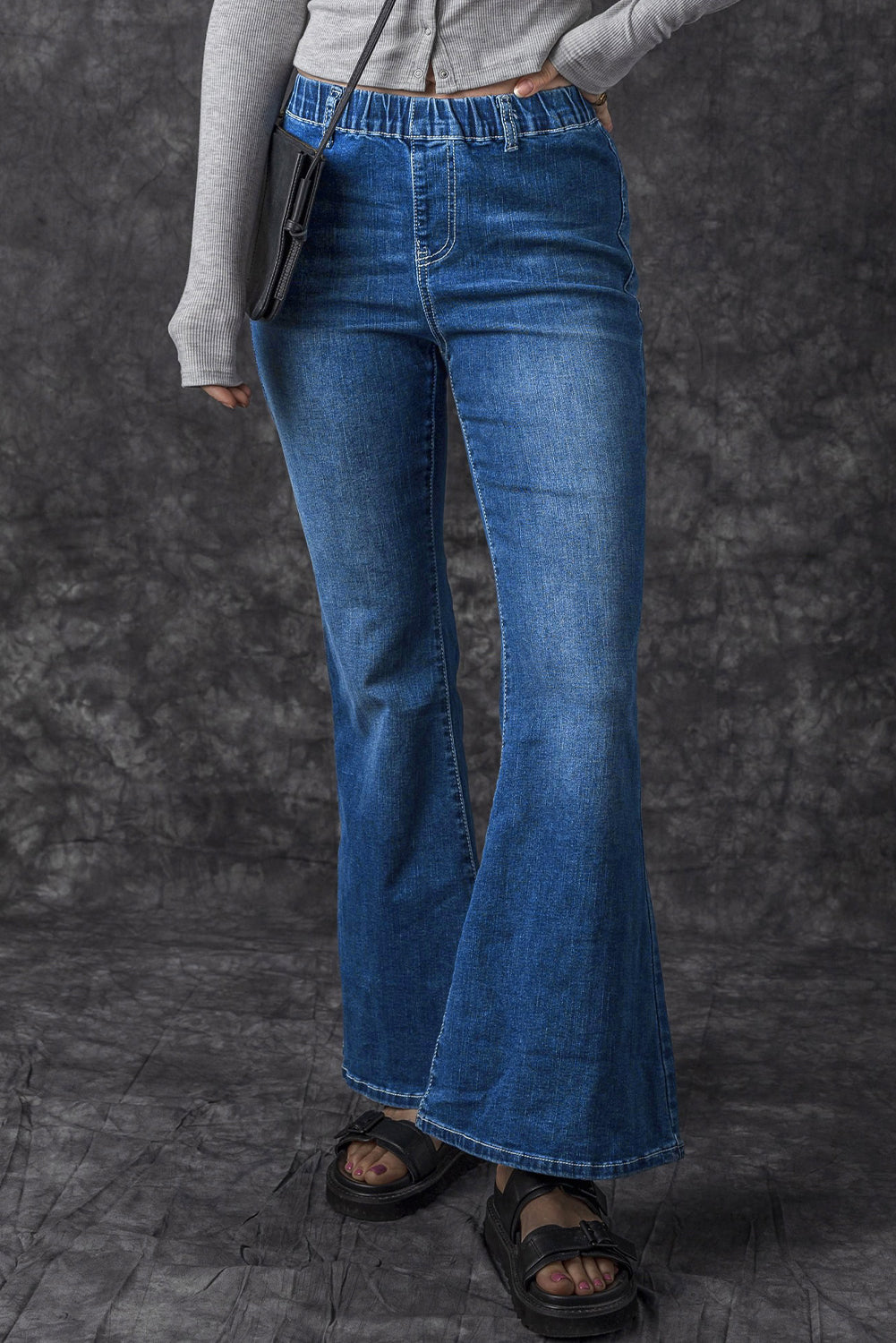 Blue Elastic High Waist Flare Jeans Dear-Lover Dropshipping