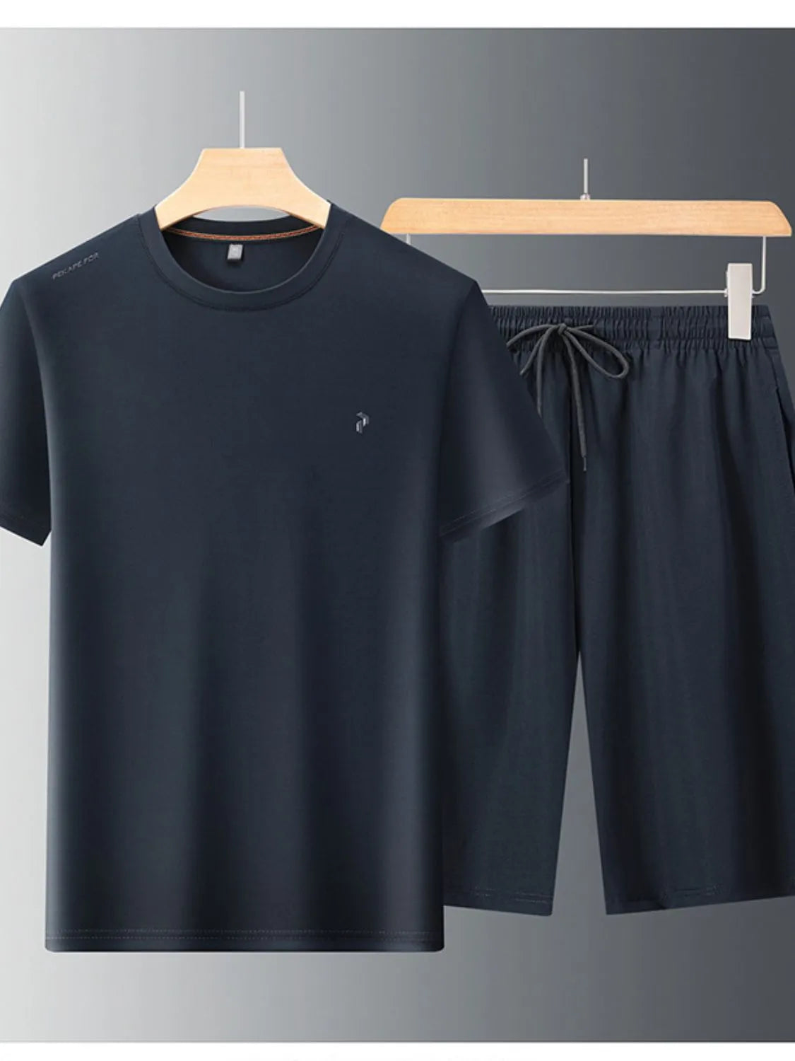 Men's Round Neck Short Sleeve Top and Shorts Set.