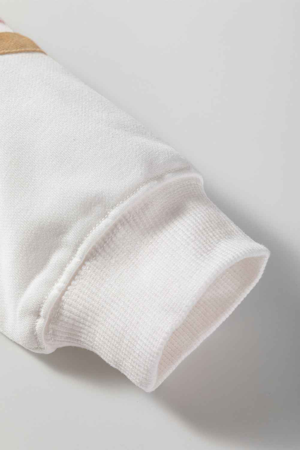 Beige Striped Drop Shoulder Round Neck Pullover and Jogger Pants Active Outfit