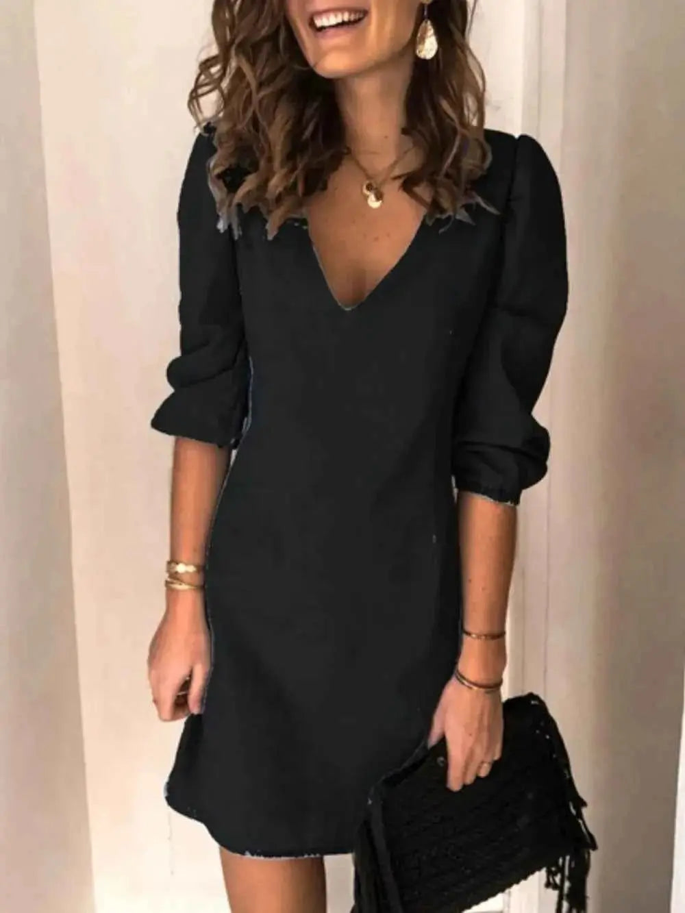 V-Neck Half Sleeve women Dress.