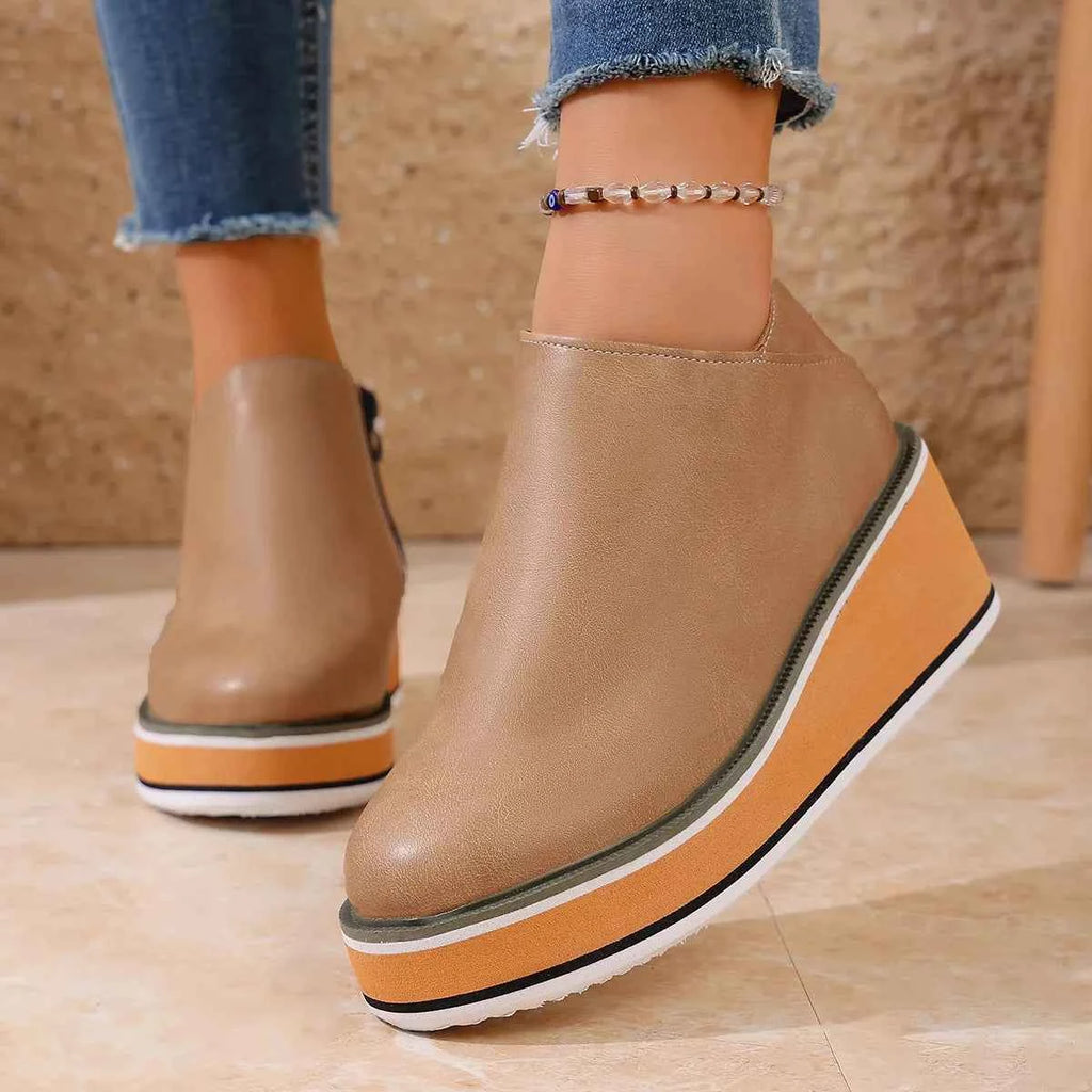 Wedge Ankle Boots with Zipper
