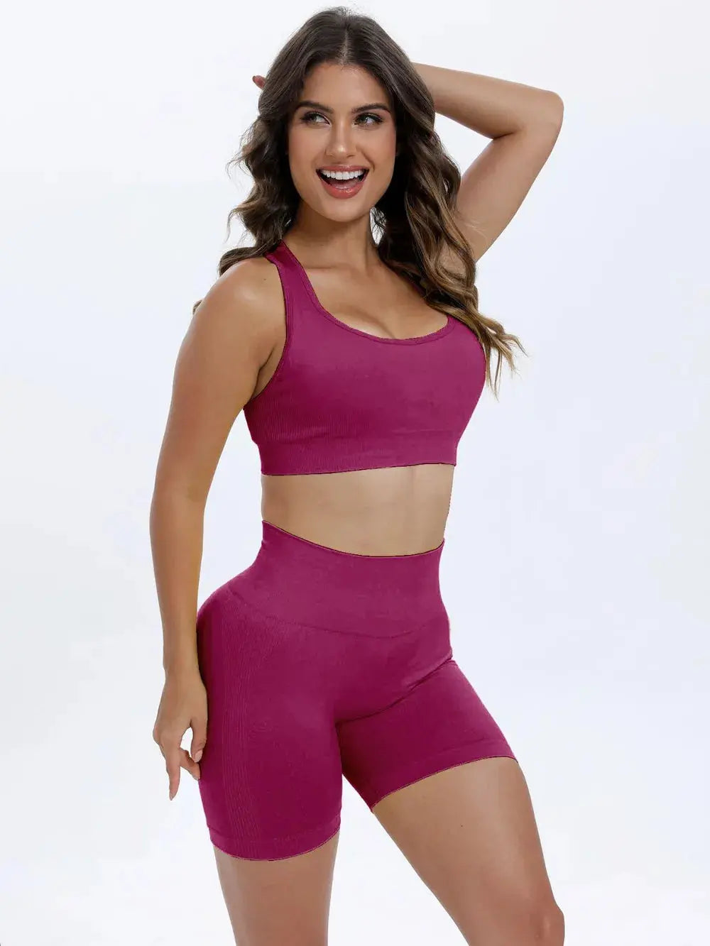 Scoop Neck Wide Strap Top and Shorts Active Set.