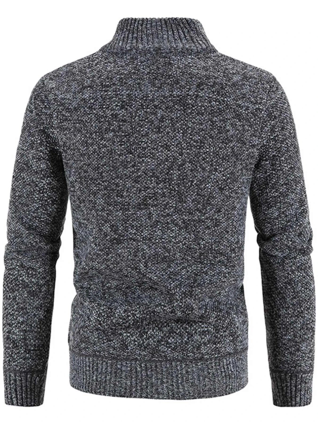 Men's Plus Size Zip-Up Long Sleeve Cardigan