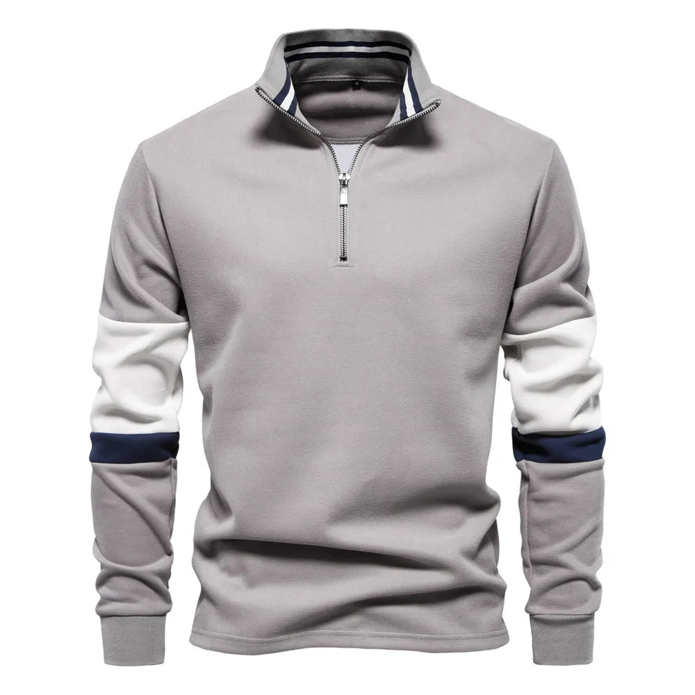 Men's Color Block Long Sleeve Polo.