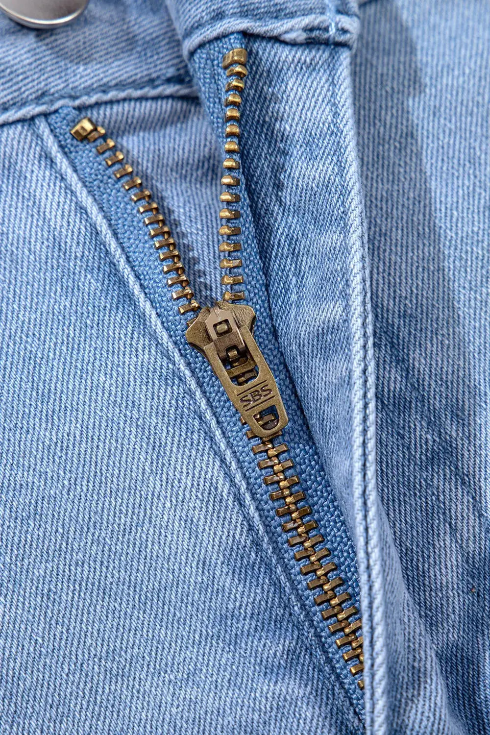 Pleated Patchwork Panel Lightweight Denim Shorts.