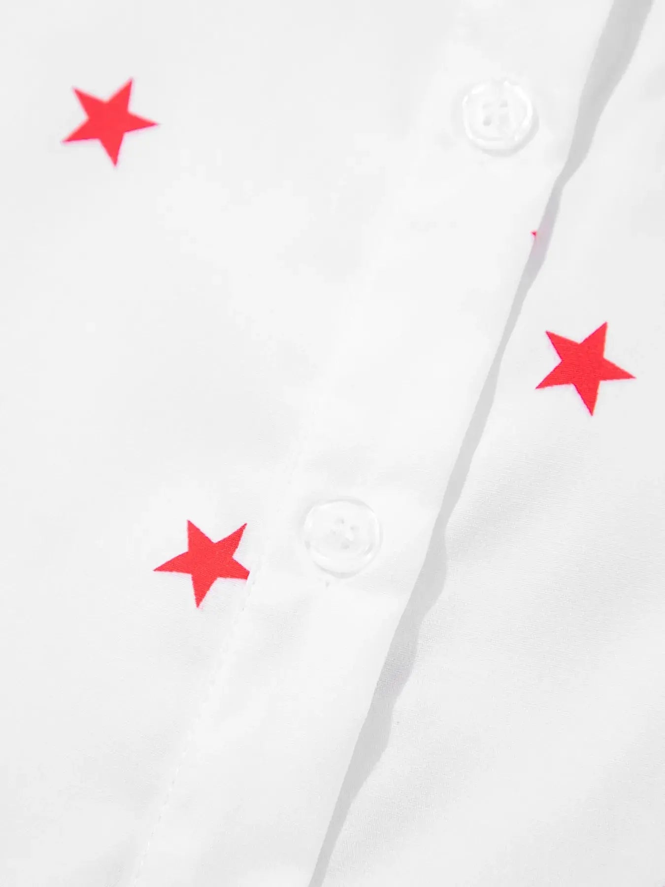 Star Print Puff Sleeve Button-Up Shirt.