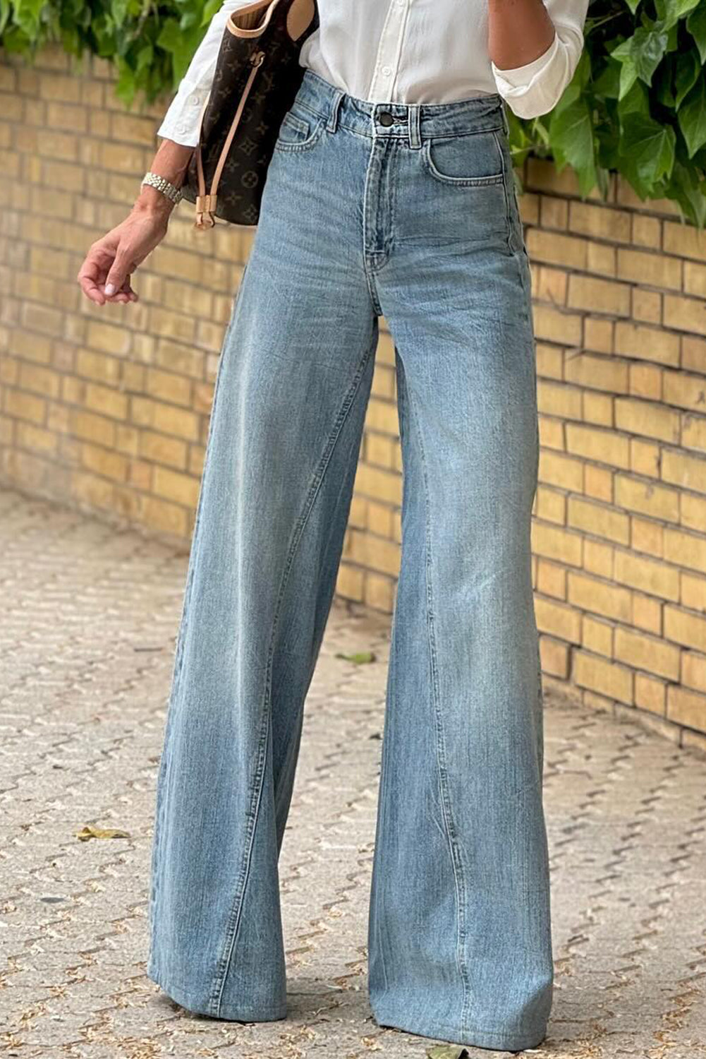 Dusk Blue Acid Wash Extra Wide Leg High Waist Long Jeans Dear-Lover Dropshipping
