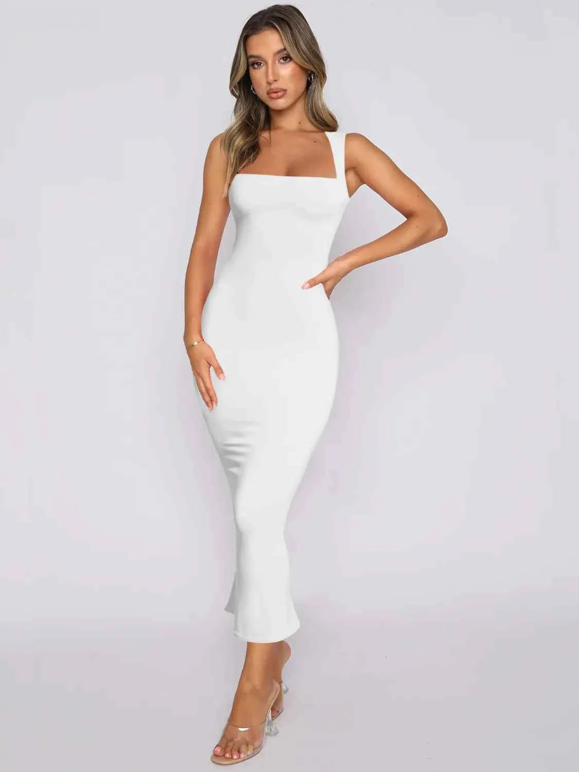 Slit Back Sleeveless Maxi Tank Dress