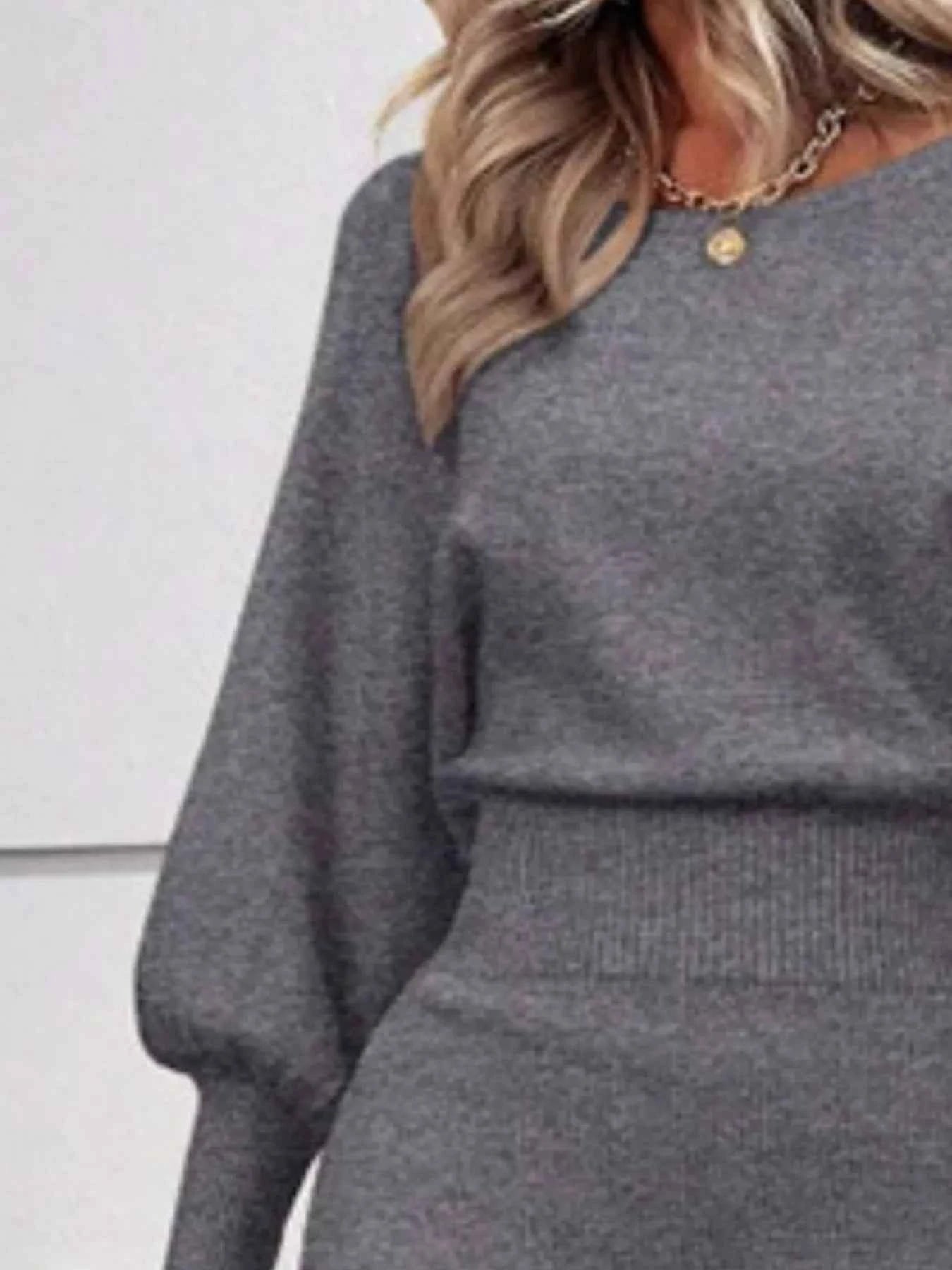 Lantern Sleeve Bodycon Sweater Dress