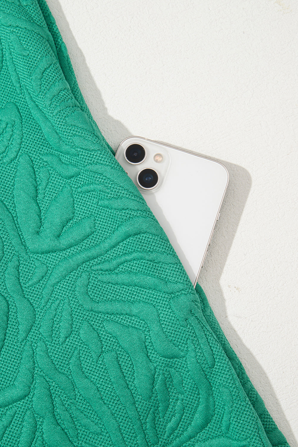 Sea Green Jacquard Textured Quarter Zipper Shift Mini Dress Dear-Lover Dropshipping