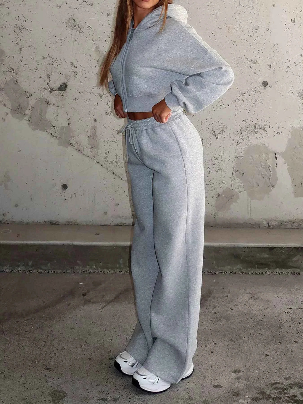 Zip Up Hoodie and Drawstring Pants Set