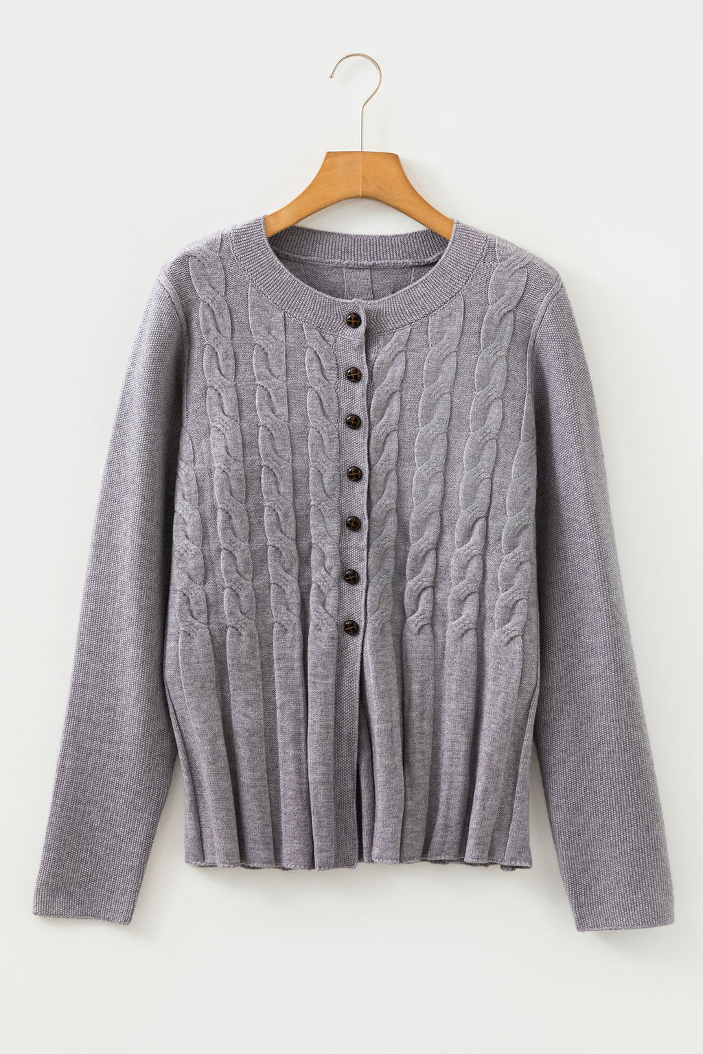 High Cable Knit Cardigan Sweater