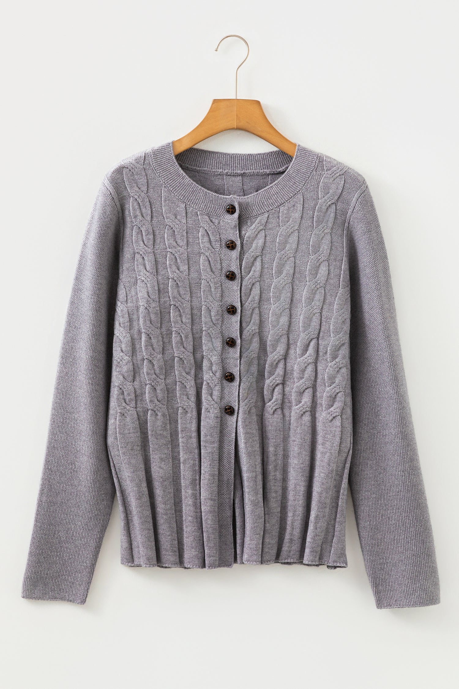 High Cable Knit Cardigan Sweater