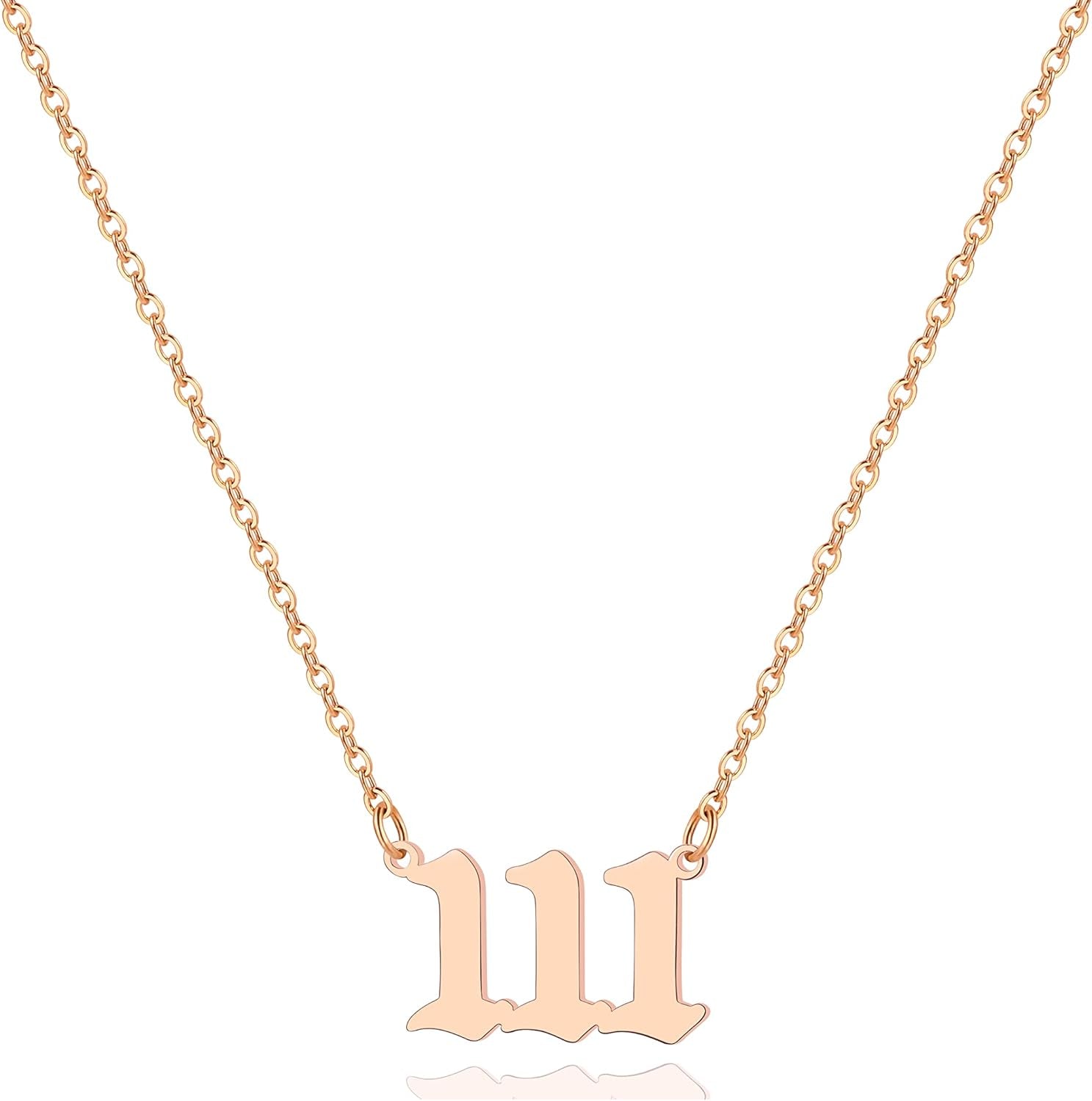 Angel Number Necklace for Women, 18K Gold Plated 000 111 222 333 444 555 666 777 888 999 Necklace Numerology Jewelry