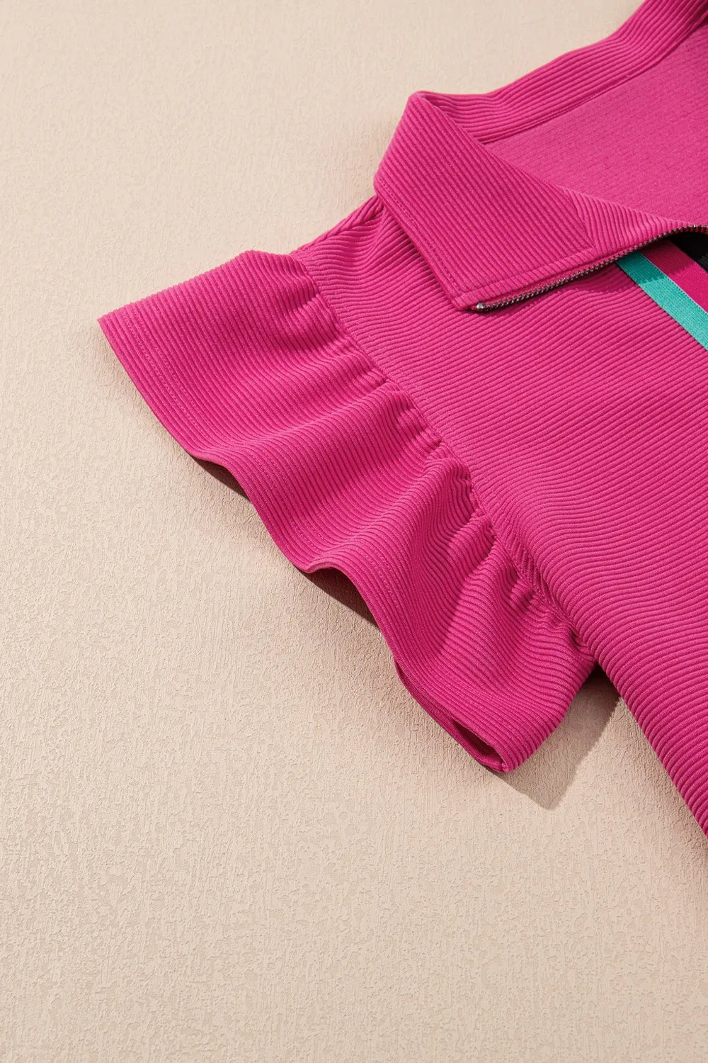 Flutter Sleeve Zipped Collar Top and Short Set.