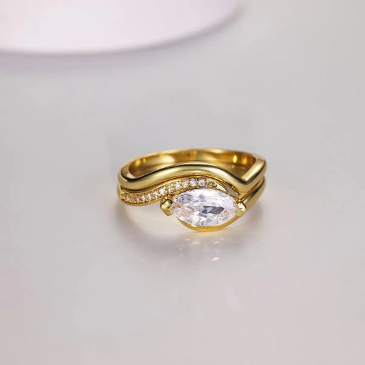 1 Carat Moissanite 925 Sterling Silver 2pcs Ring Set.