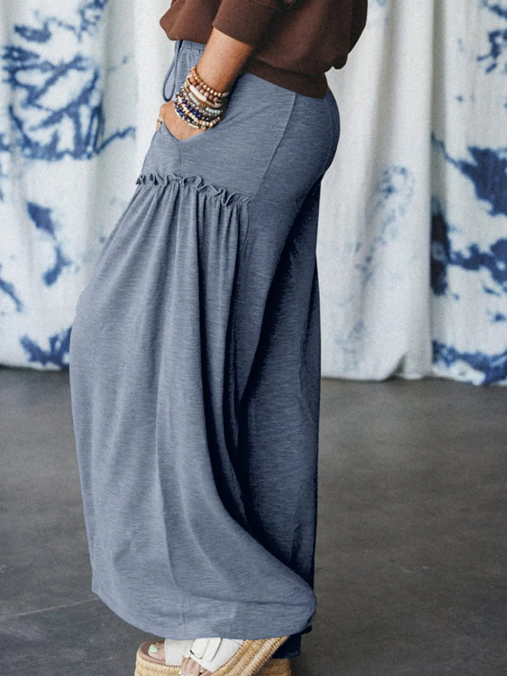 Casual Wide Leg Drawstring Pants.