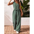 Linen Leisure Commute Front Button Vest And Trousers