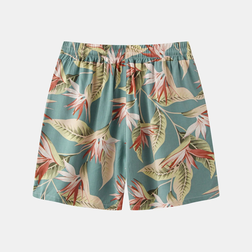 Floral Print Elastic Waist Casual Shorts for men.