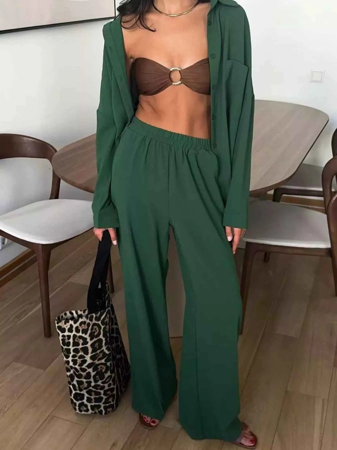 Button Down Shirt and Pants Set