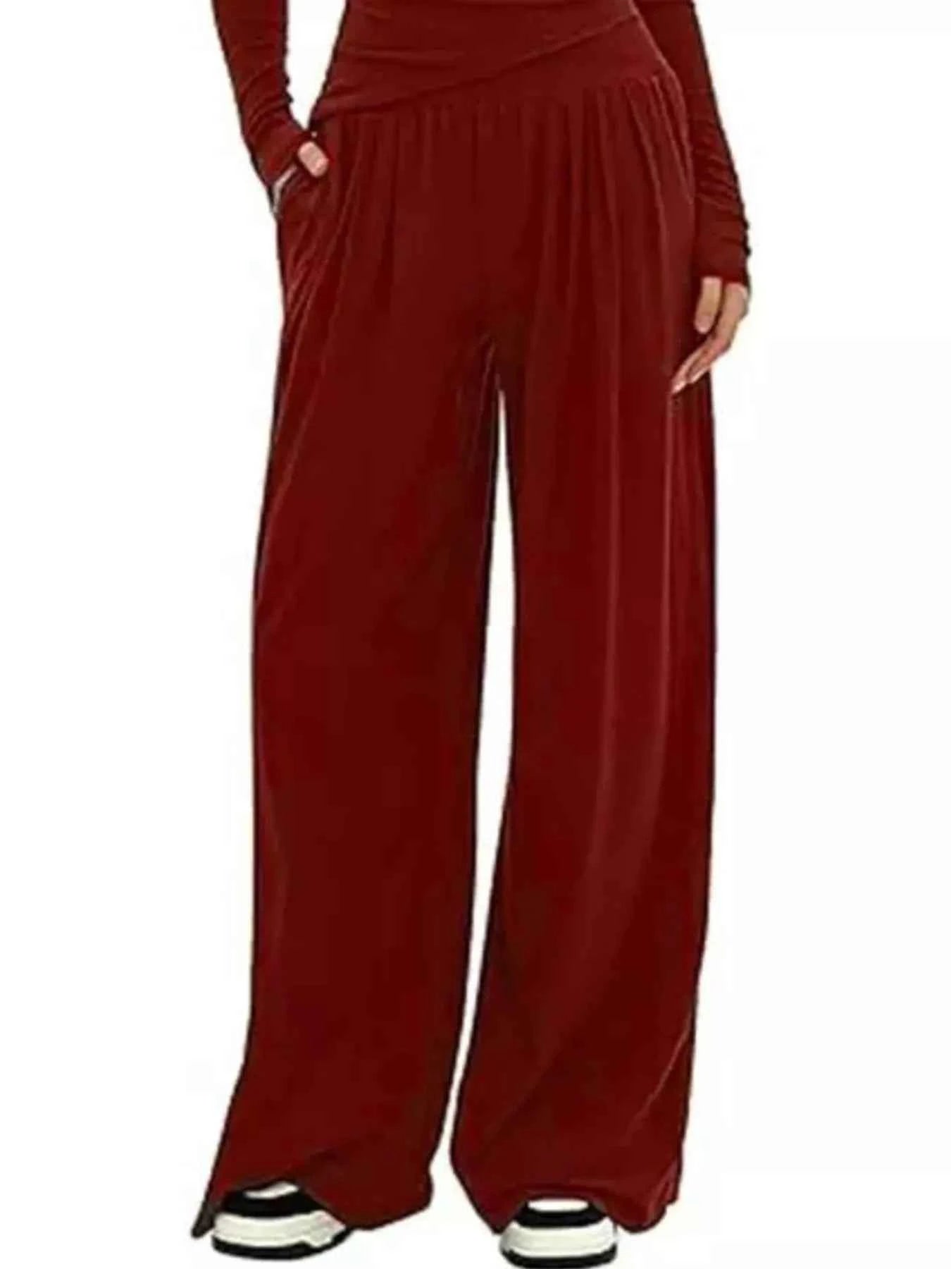 Casual Long Sleeve Top and Wide Leg Pants Set
