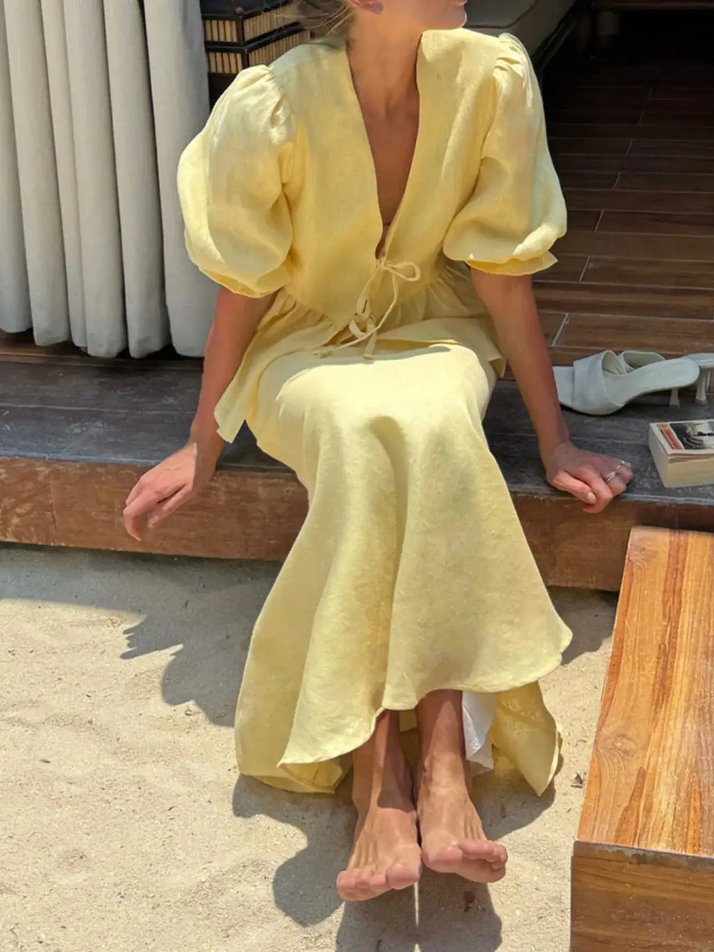 Tie Front Peplum Top and Skirt Set.