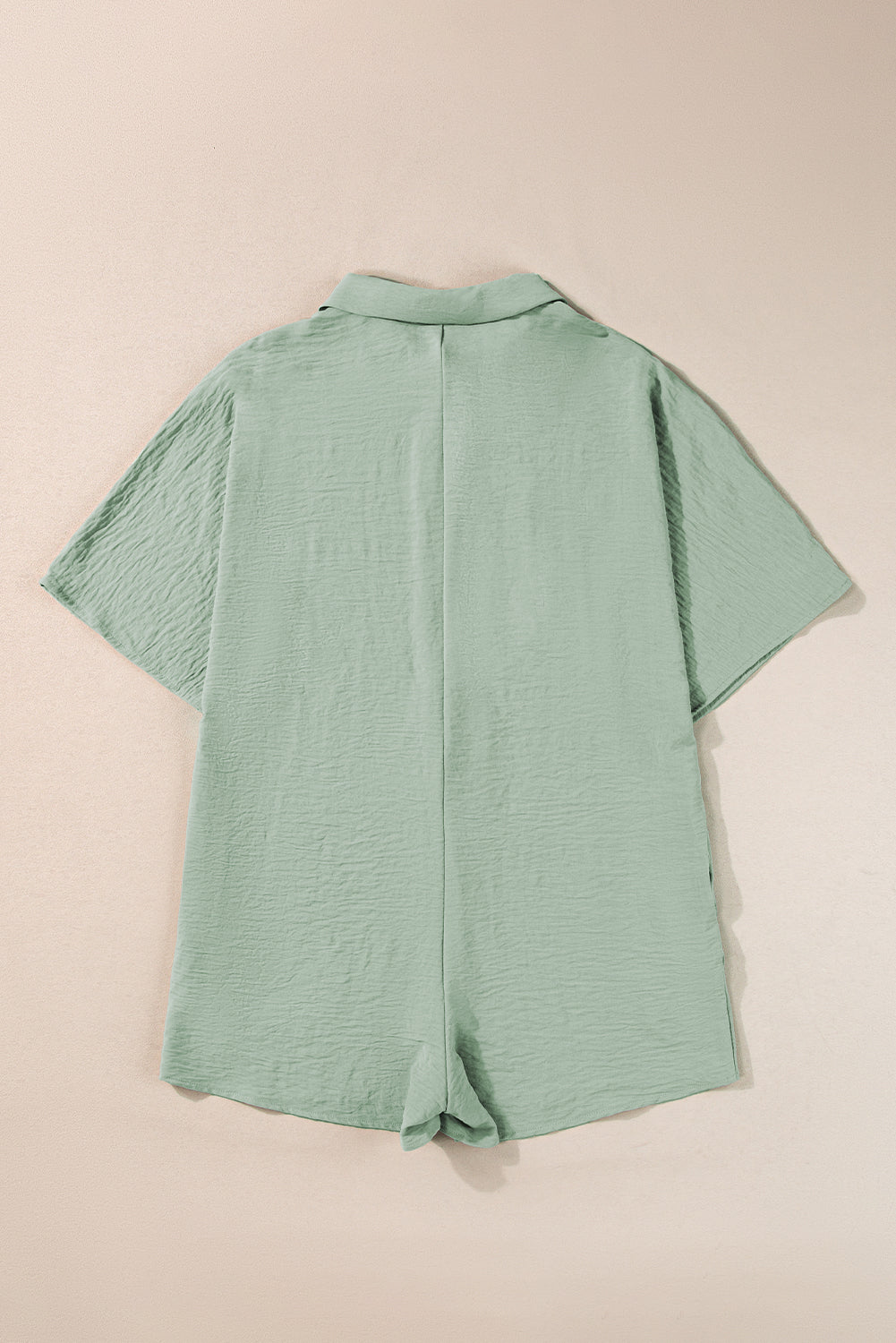 Spinach Green Half Button Collared Loose Romper Dear-Lover Dropshipping